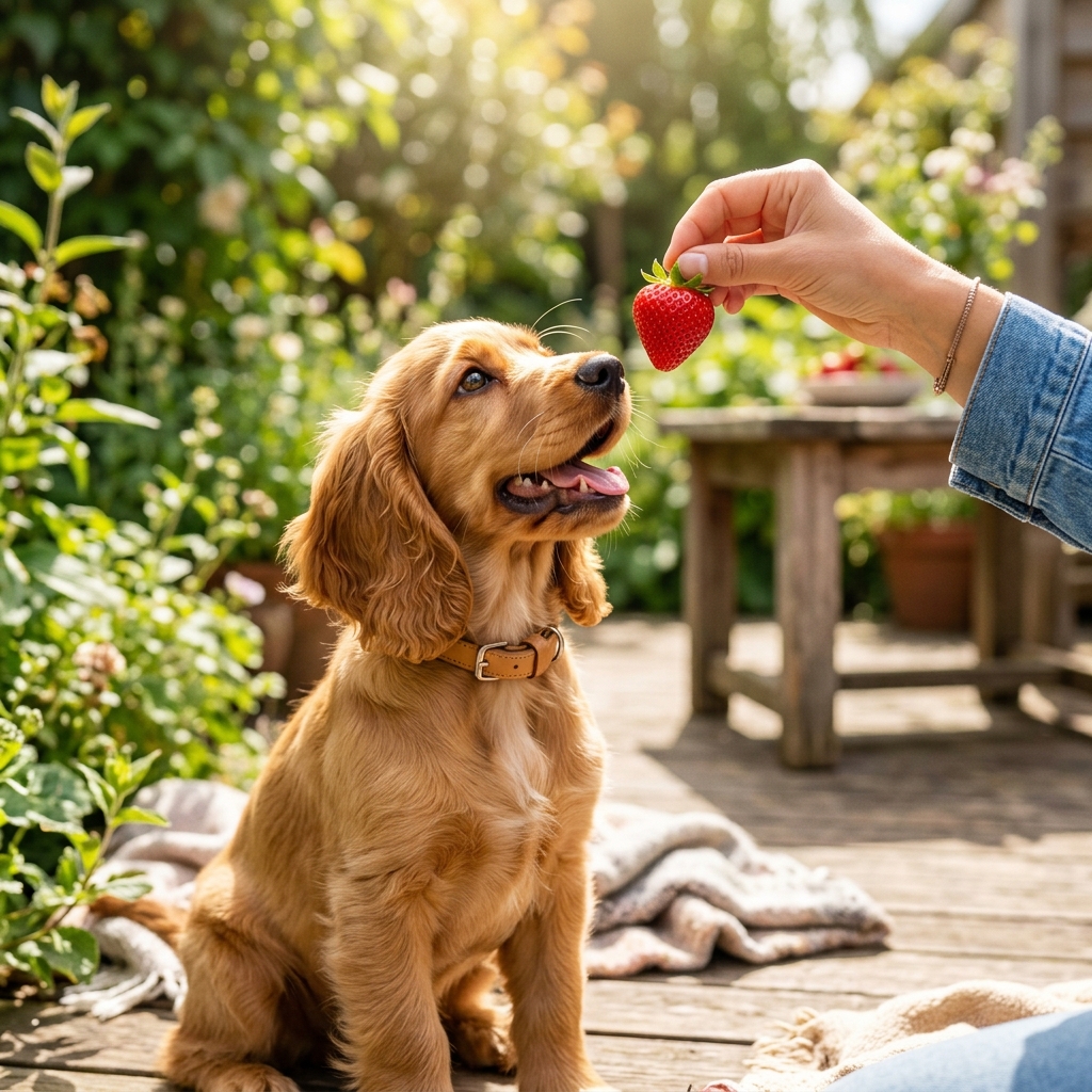 Dog Eager for Strawberry